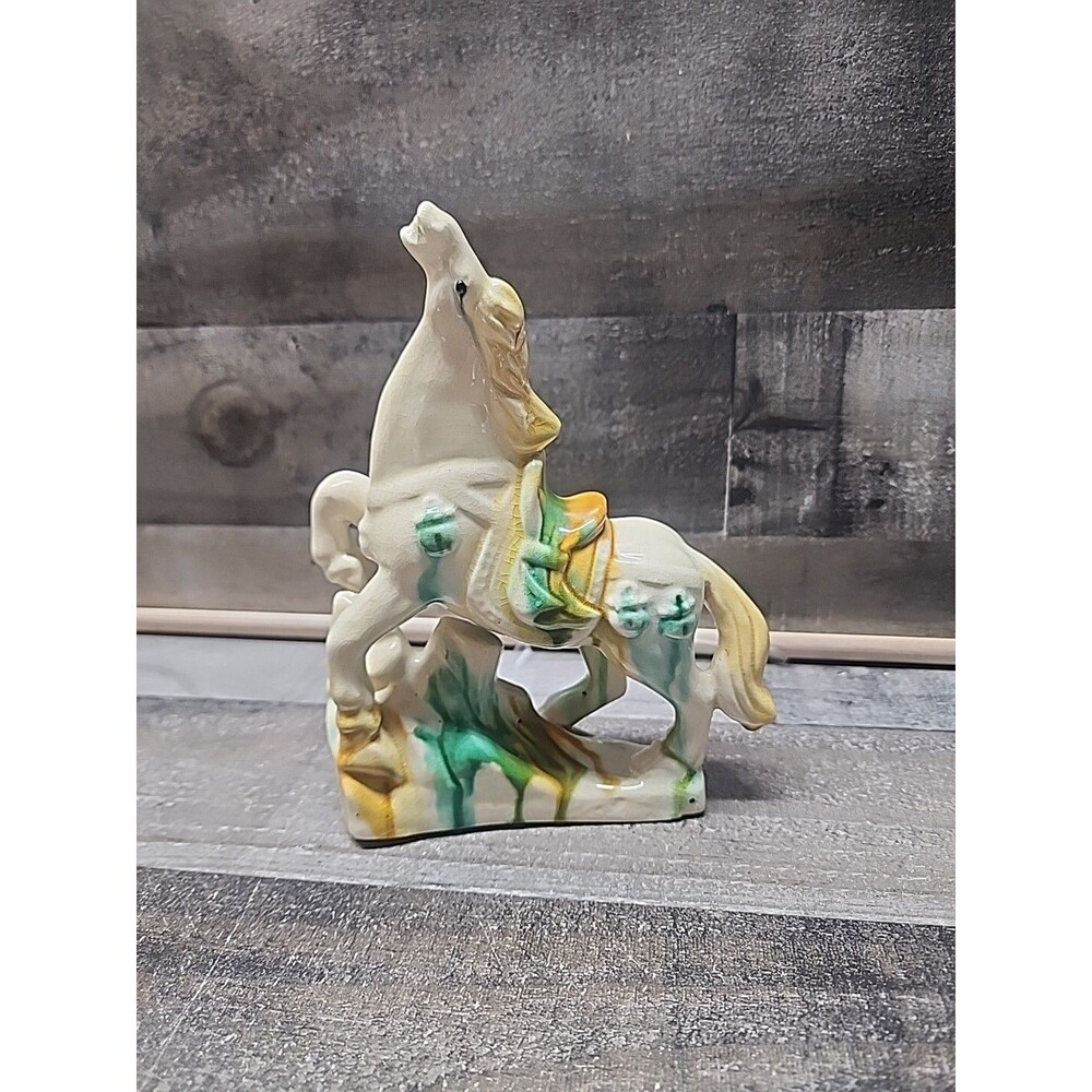 Vintage Chinese Tang STYLE Sancai Tri Glaze Ceramic Horse Statue